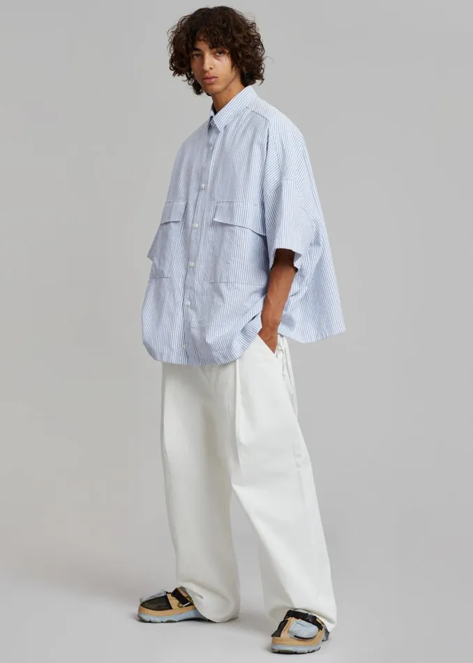The Frankie Shop Ethan Pocket Shirt 8211 Blue Stripe Men Clothing