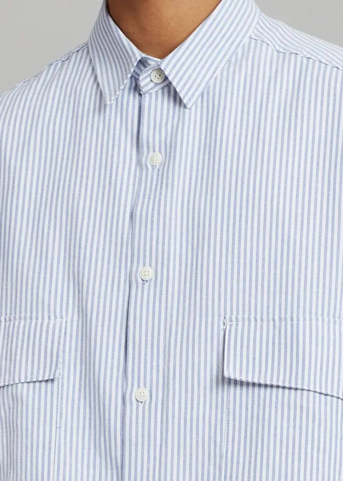 The Frankie Shop Ethan Pocket Shirt 8211 Blue Stripe Men Clothing
