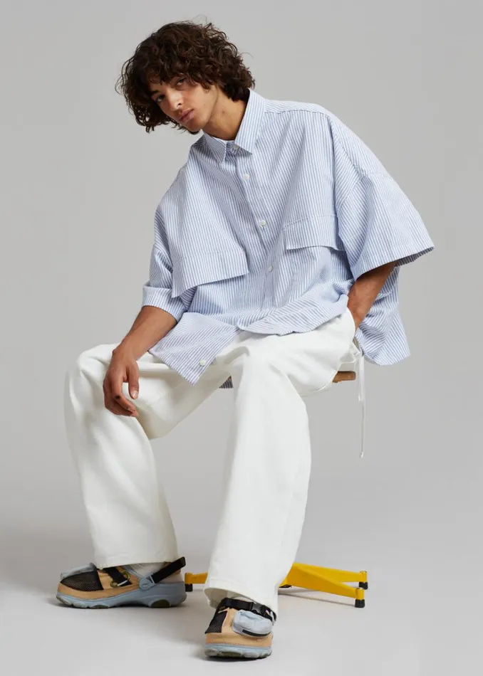 The Frankie Shop Ethan Pocket Shirt 8211 Blue Stripe Men Clothing