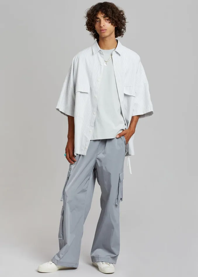 The Frankie Shop Ethan Pocket Shirt 8211 Slate Stripe Men Clothing