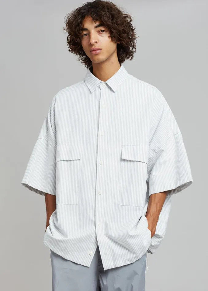 The Frankie Shop Ethan Pocket Shirt 8211 Slate Stripe Men Clothing