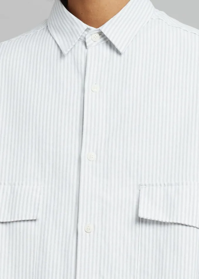 The Frankie Shop Ethan Pocket Shirt 8211 Slate Stripe Men Clothing