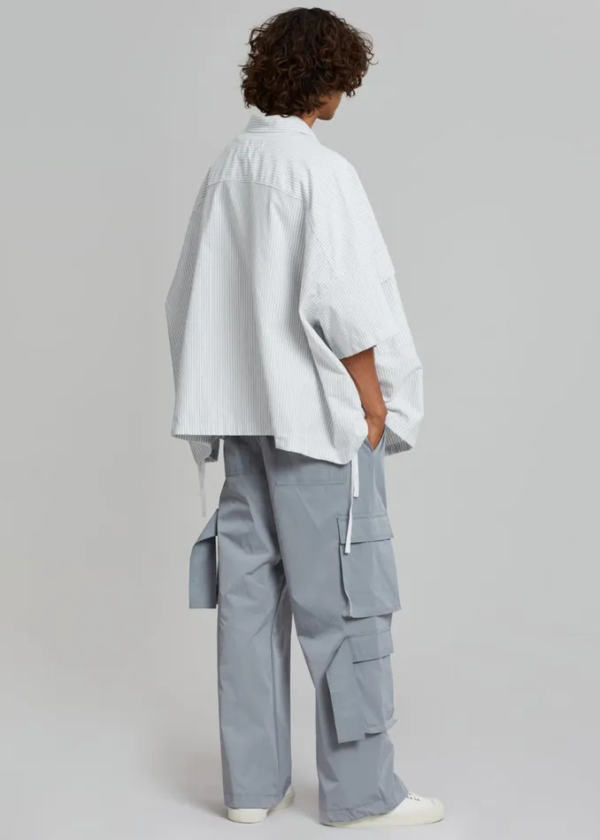 The Frankie Shop Ethan Pocket Shirt 8211 Slate Stripe Men Clothing