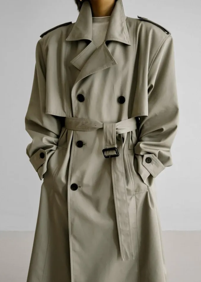 The Frankie Shop Eugene Trench Coat 8211 Pale Khaki Women Clothing