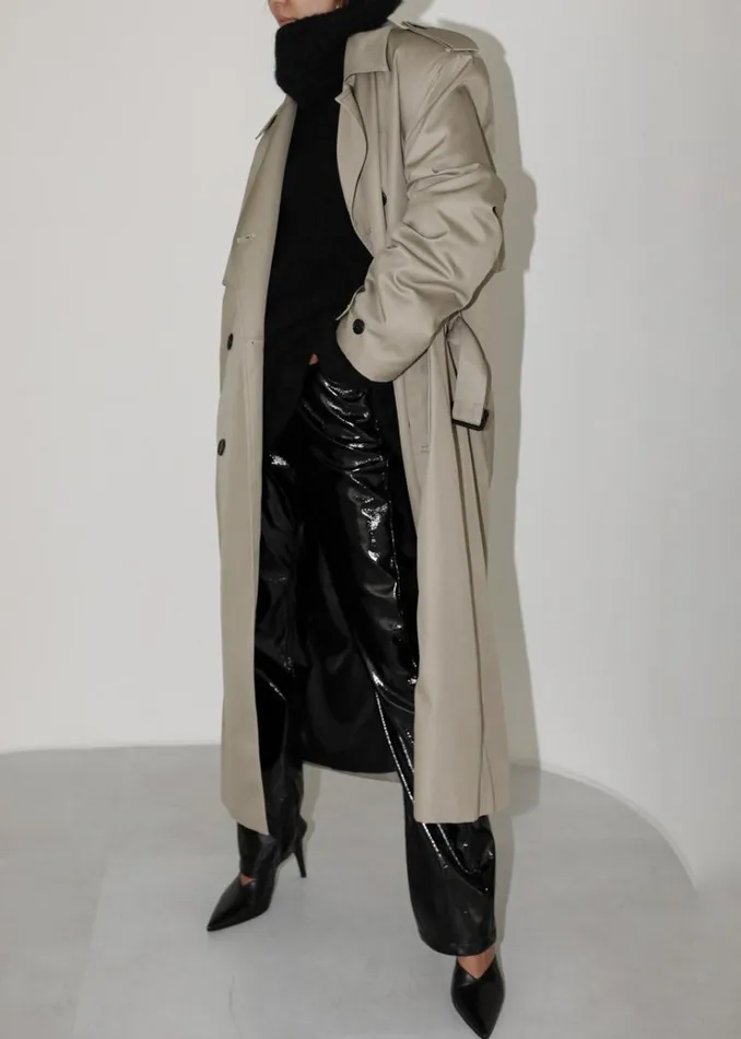 The Frankie Shop Eugene Trench Coat 8211 Pale Khaki Women Clothing