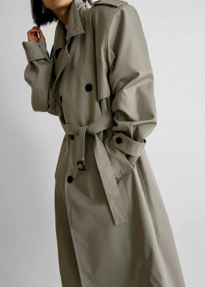 The Frankie Shop Eugene Trench Coat 8211 Pale Khaki Women Clothing