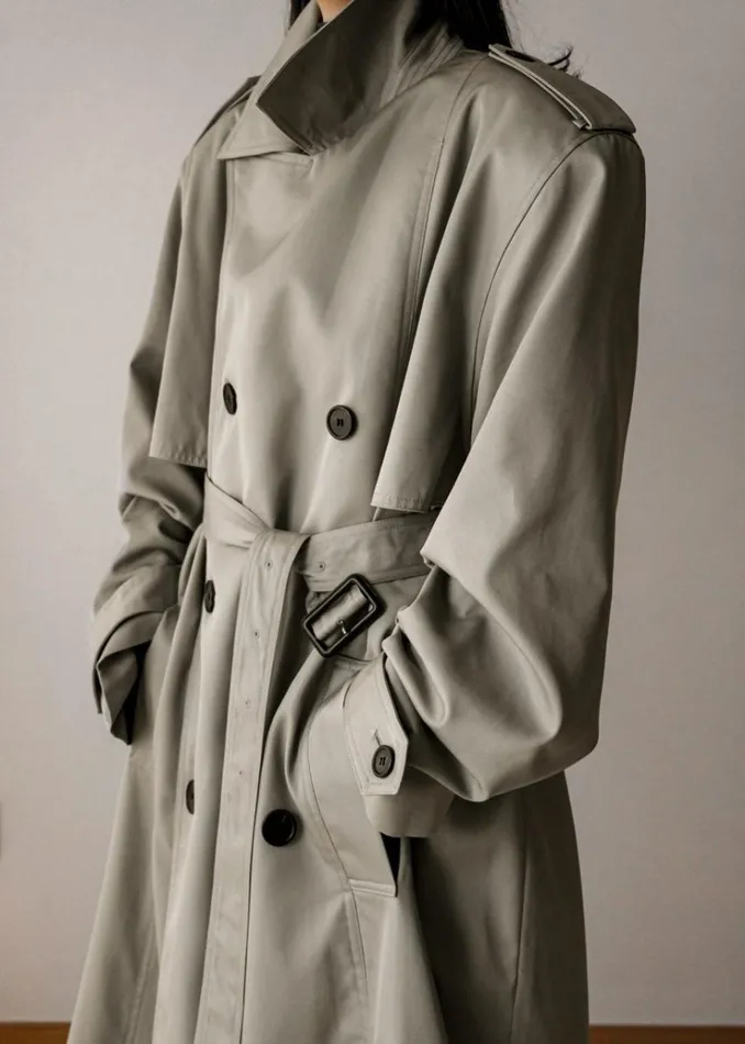 The Frankie Shop Eugene Trench Coat 8211 Pale Khaki Women Clothing