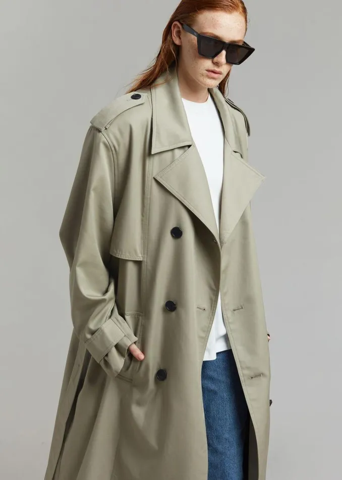 The Frankie Shop Eugene Trench Coat 8211 Pale Khaki Women Clothing