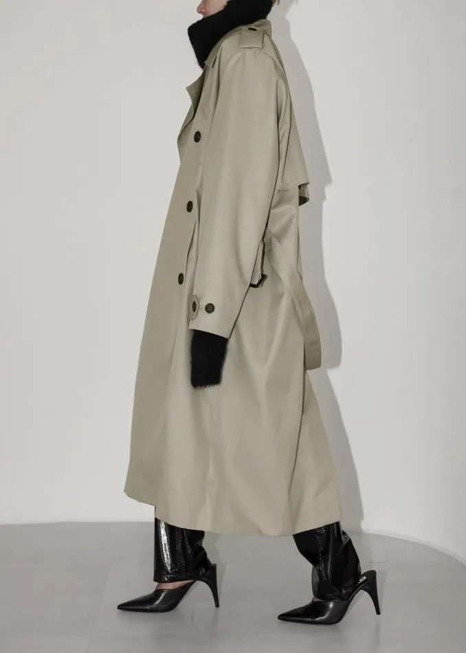 The Frankie Shop Eugene Trench Coat 8211 Pale Khaki Women Clothing