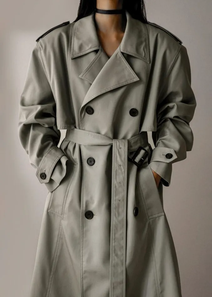 The Frankie Shop Eugene Trench Coat 8211 Pale Khaki Women Clothing