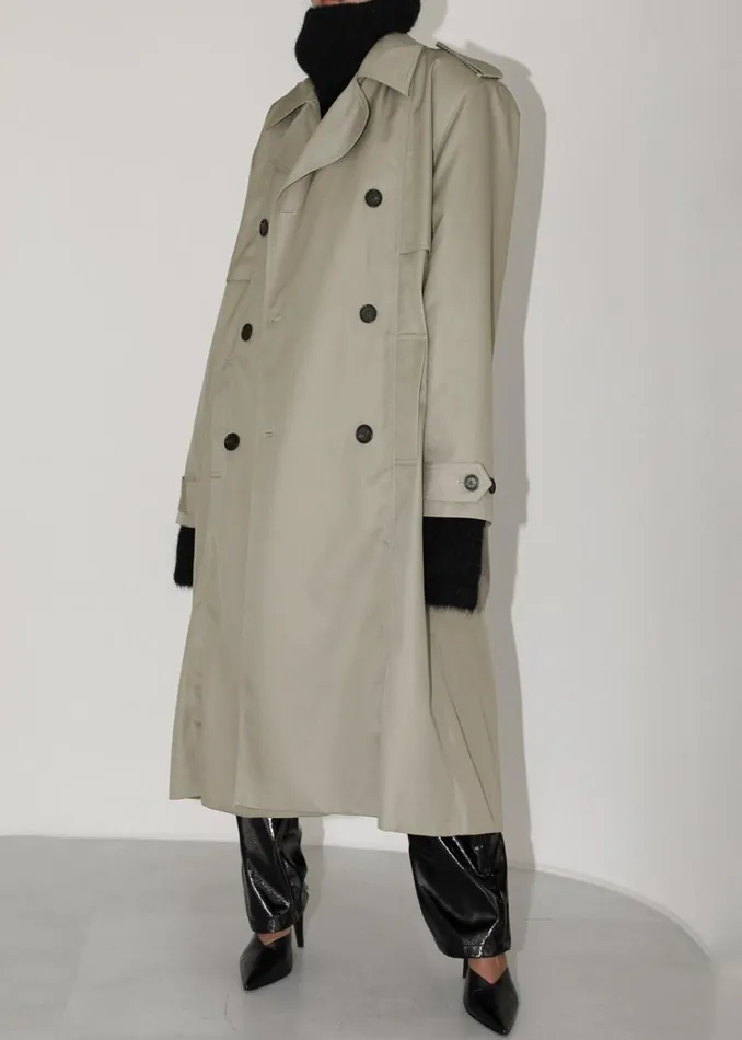 The Frankie Shop Eugene Trench Coat 8211 Pale Khaki Women Clothing
