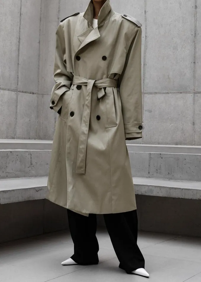 The Frankie Shop Eugene Trench Coat 8211 Pale Khaki Women Clothing