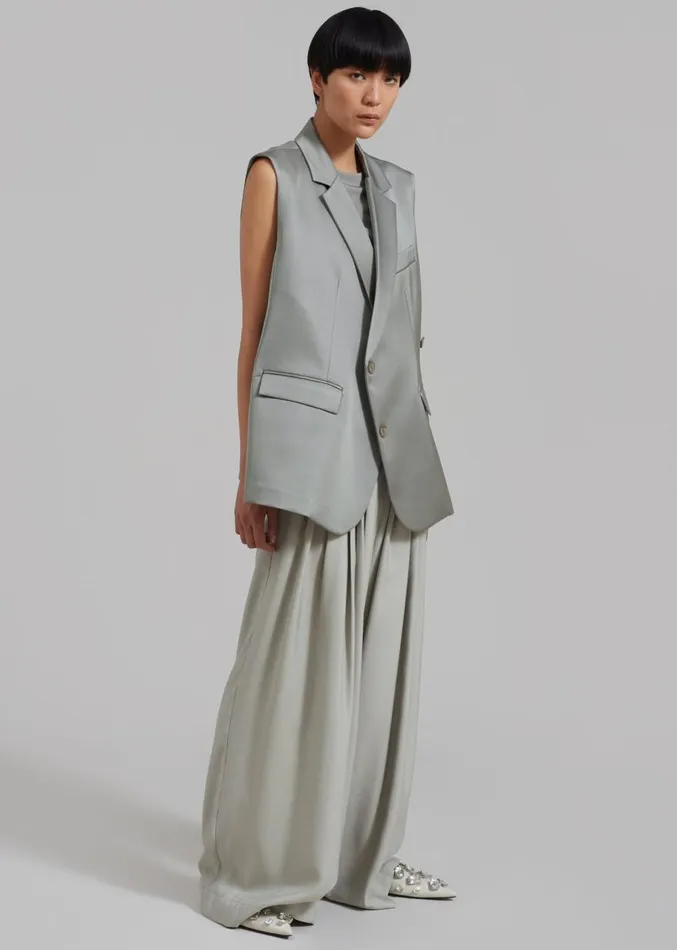 The Frankie Shop Everly Satin Vest 8211 Eucalyptus Women Outerwear