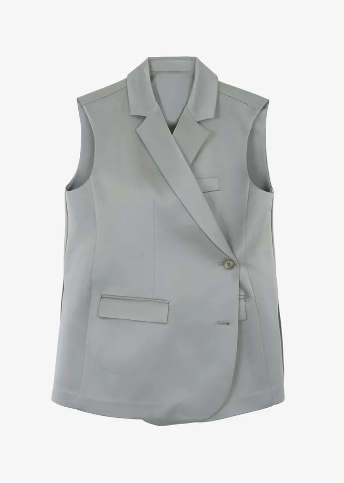 The Frankie Shop Everly Satin Vest 8211 Eucalyptus Women Outerwear