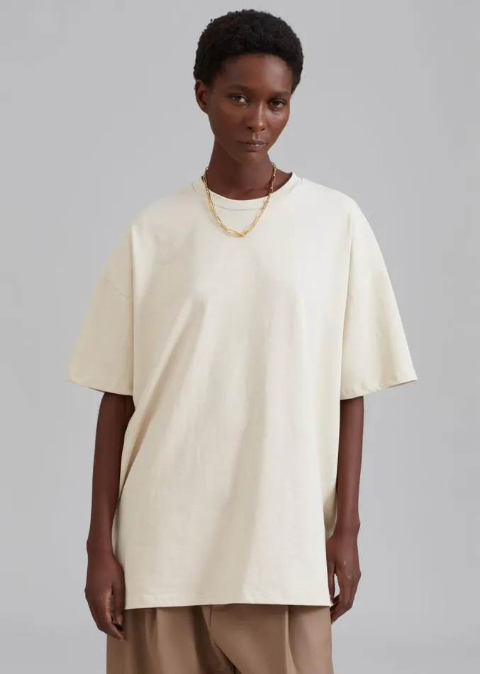 The Frankie Shop Faro Boxy Tee 8211 Beige Women Clothing