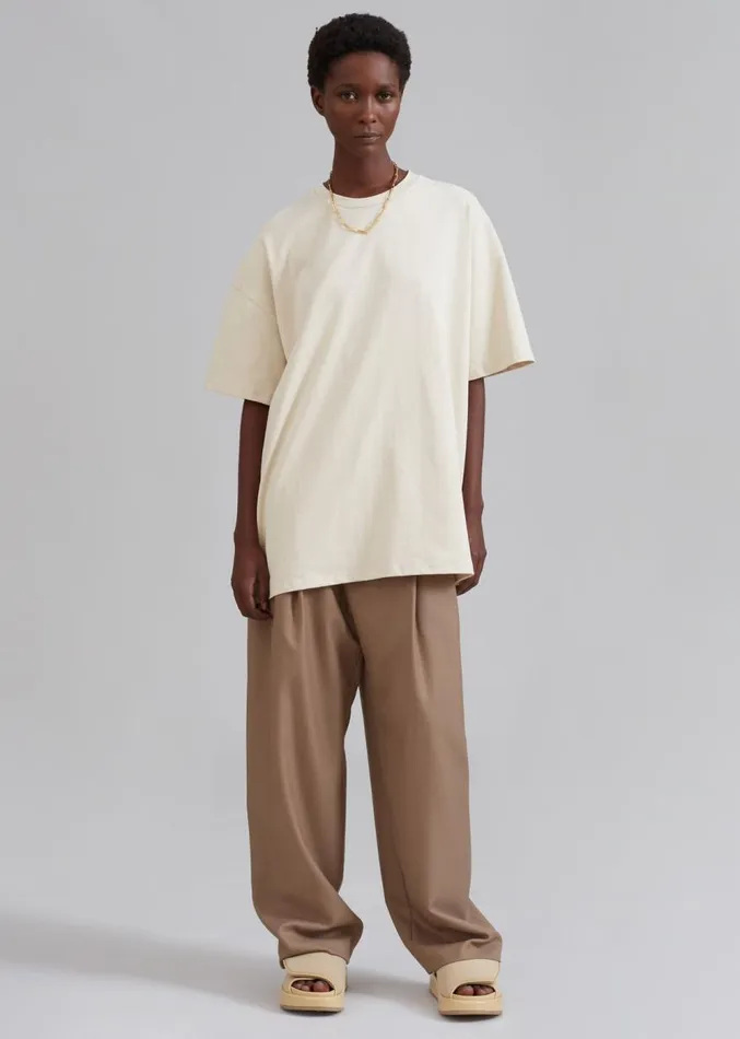 The Frankie Shop Faro Boxy Tee 8211 Beige Women Clothing