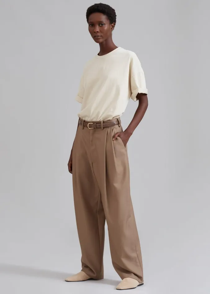 The Frankie Shop Faro Boxy Tee 8211 Beige Women Clothing
