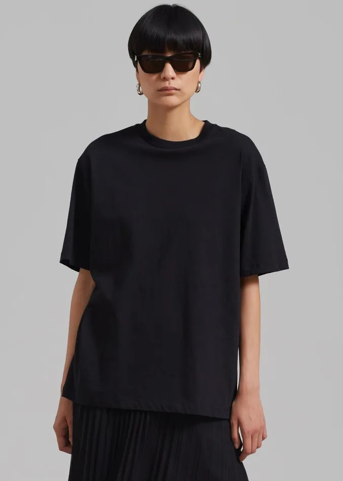 The Frankie Shop Faro Boxy Tee 8211 Black WomenMen Tops