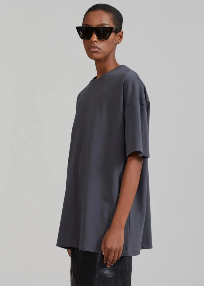 The Frankie Shop Faro Boxy Tee 8211 Charcoal Women Clothing