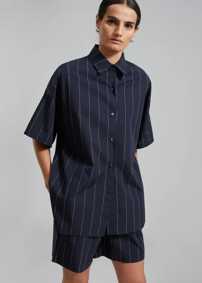 The Frankie Shop Finn Button Up Shirt 8211 White Stripe Women Tops