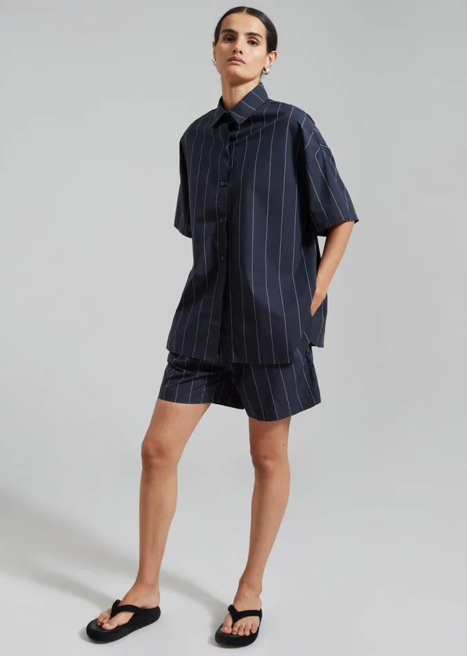 The Frankie Shop Finn Button Up Shirt 8211 White Stripe Women Tops
