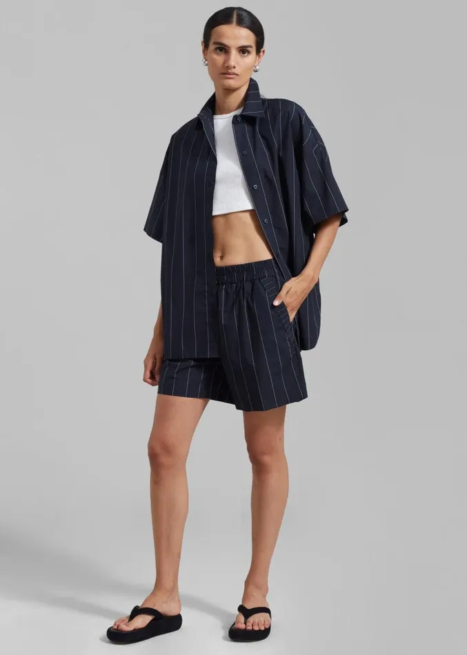 The Frankie Shop Finn Button Up Shirt 8211 White Stripe Women Tops