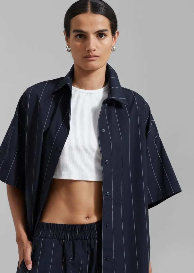The Frankie Shop Finn Button Up Shirt 8211 White Stripe Women Tops