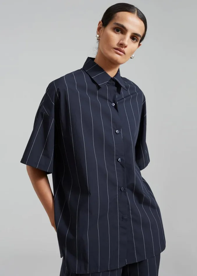 The Frankie Shop Finn Button Up Shirt 8211 White Stripe Women Tops