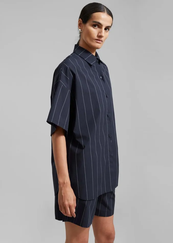 The Frankie Shop Finn Button Up Shirt 8211 White Stripe Women Tops