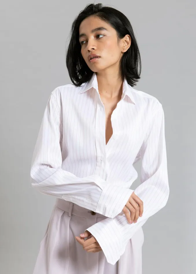 The Frankie Shop Flor Silky Shirt 8211 Pink Stripe Women Tops