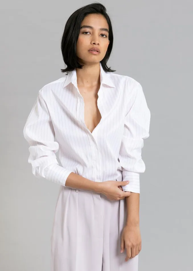 The Frankie Shop Flor Silky Shirt 8211 Pink Stripe Women Tops