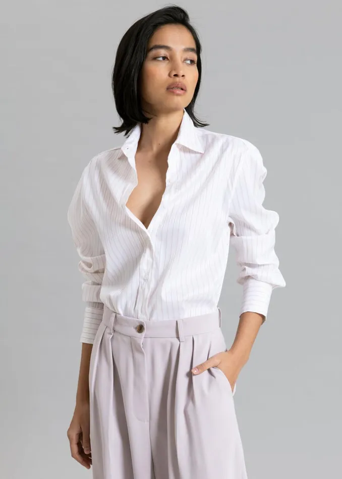 The Frankie Shop Flor Silky Shirt 8211 Pink Stripe Women Tops