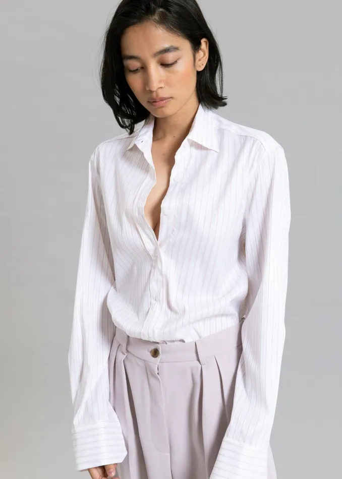 The Frankie Shop Flor Silky Shirt 8211 Pink Stripe Women Tops