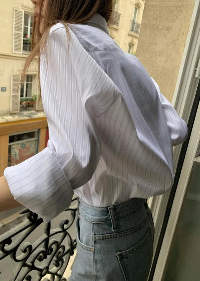 The Frankie Shop Flor Silky Shirt 8211 Pink Stripe Women Tops