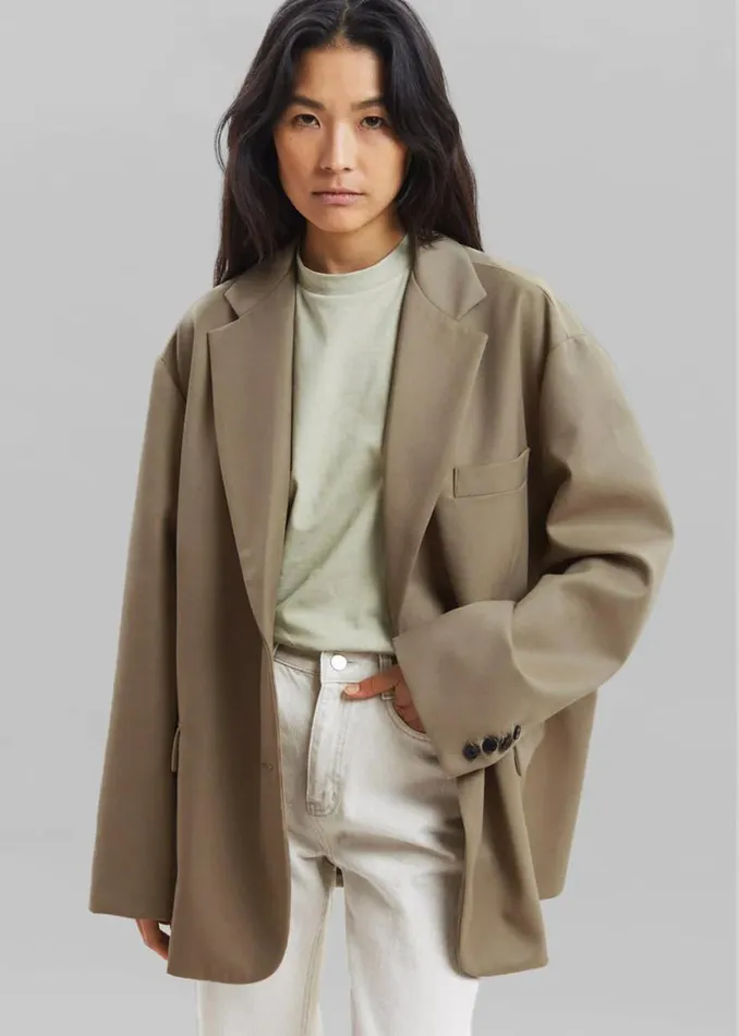 The Frankie Shop Frankie Oversized Boyfriend Blazer 8211 Desert Taupe Women Outerwear