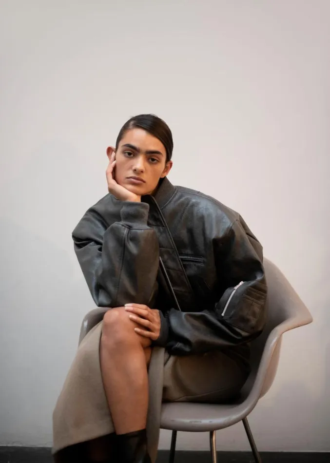 The Frankie Shop Gae Faux Leather Cropped Bomber 8211 Charcoal Women Clothing