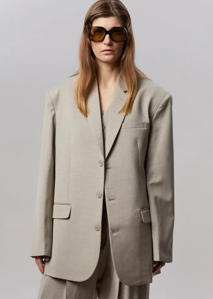 The Frankie Shop Gelso Oversized Blazer 8211 Light Taupe Melange Women Outerwear