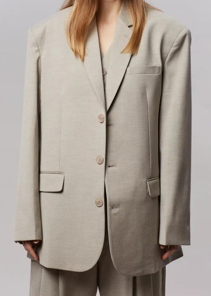 The Frankie Shop Gelso Oversized Blazer 8211 Light Taupe Melange Women Outerwear