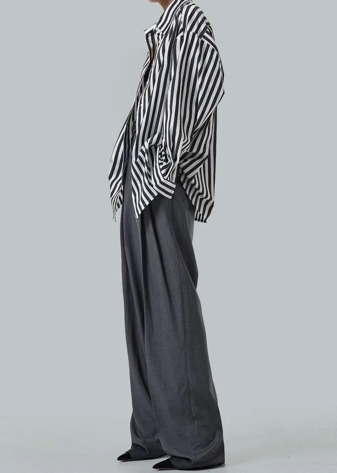 The Frankie Shop Gelso Pleated Trousers 8211 Dark Grey Melange Women Bottoms