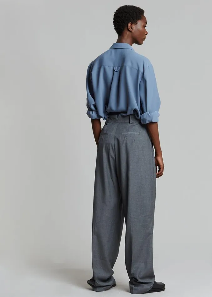 The Frankie Shop Gelso Pleated Trousers 8211 Dark Grey Melange Women Bottoms