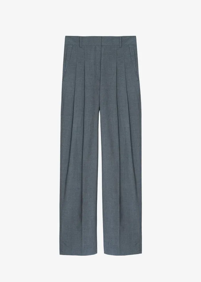 The Frankie Shop Gelso Pleated Trousers 8211 Dark Grey Melange Women Bottoms