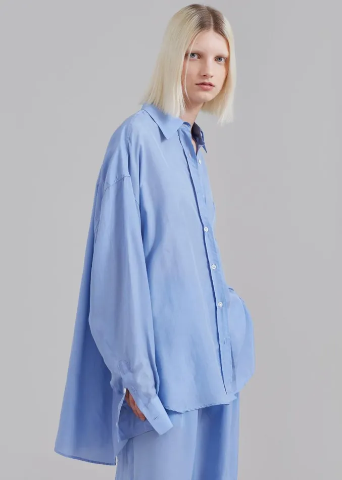 The Frankie Shop Georgia Silky Shirt 8211 Light Blue Women Tops
