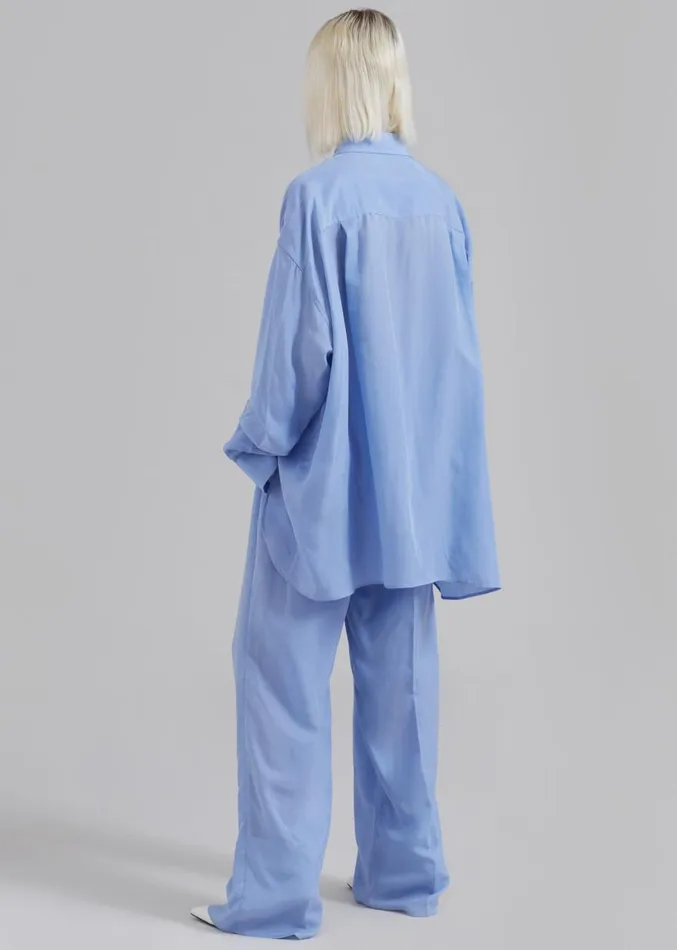 The Frankie Shop Georgia Silky Shirt 8211 Light Blue Women Tops
