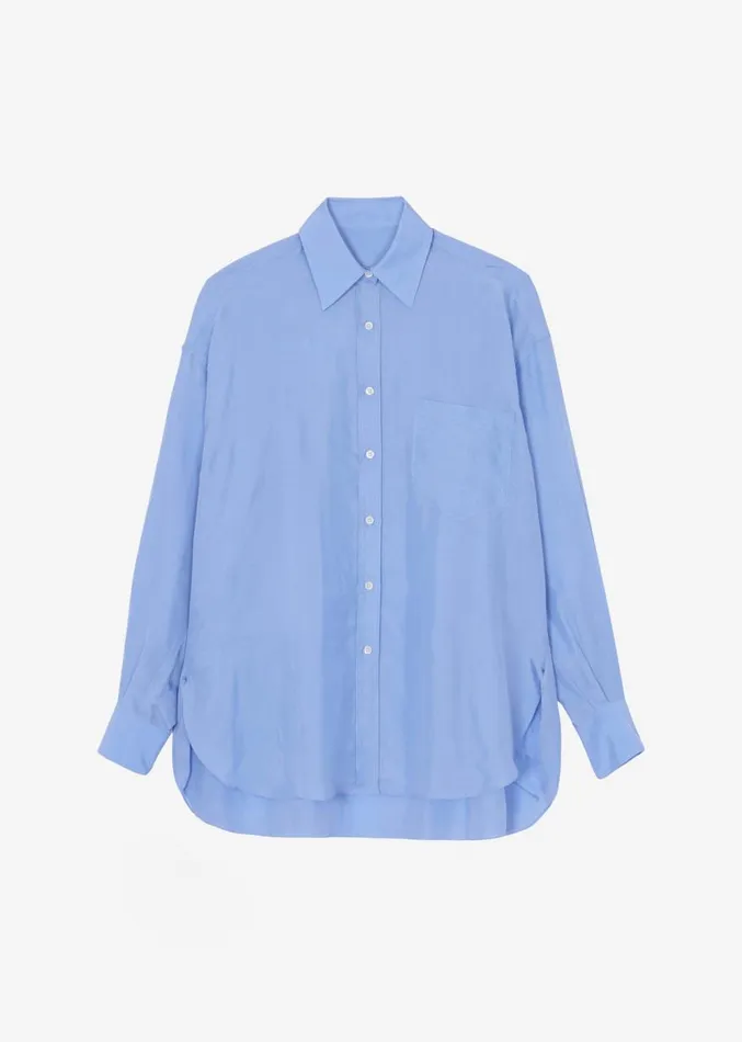 The Frankie Shop Georgia Silky Shirt 8211 Light Blue Women Tops