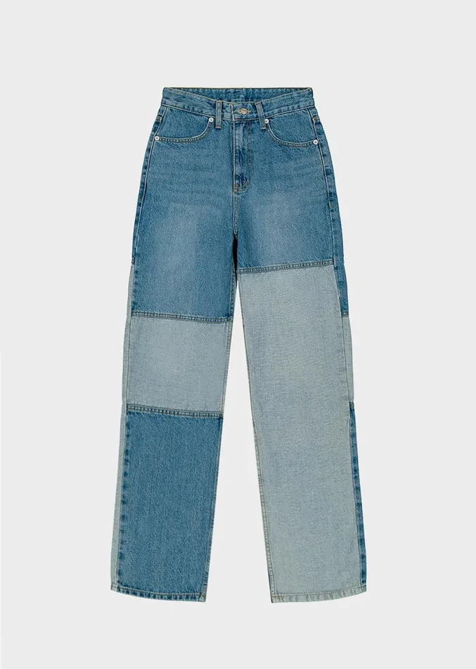The Frankie Shop Gesina Patchwork Denim Pants 8211 Blue Mix Women Denim