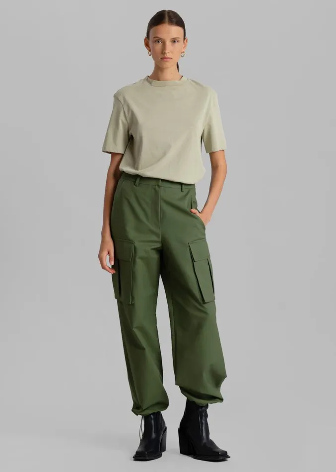 The Frankie Shop Gia Cargo Pants 8211 Olive Women Clothing