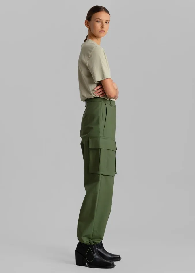 The Frankie Shop Gia Cargo Pants 8211 Olive Women Clothing