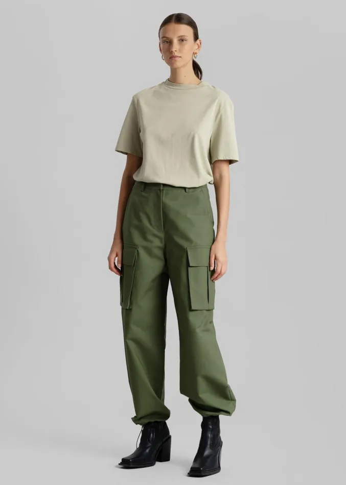 The Frankie Shop Gia Cargo Pants 8211 Olive Women Clothing
