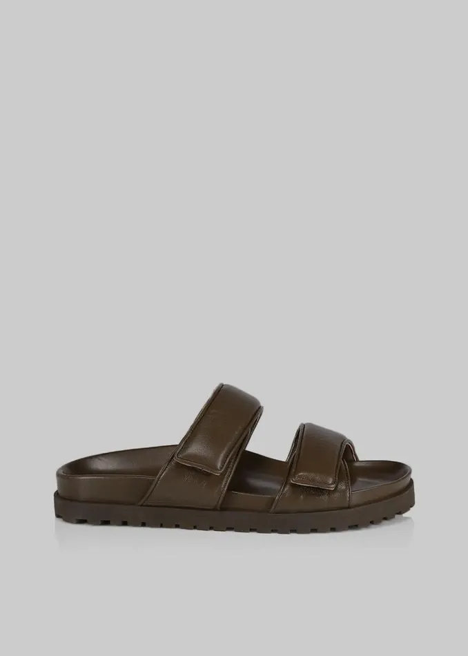 The Frankie Shop GIA X Pernille Leather Slide Sandals 8211 Brown Women Shoes