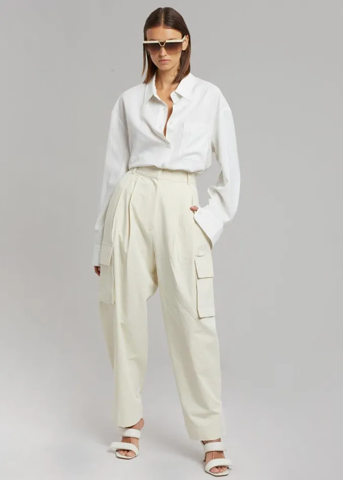 The Frankie Shop Gianna Cargo Pants 8211 Cream Women Bottoms